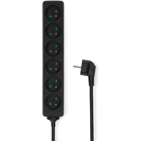 PRISE D'EXTENSION  FRANCE TYPE E (CEE 7/6)  6 VOIES  1.50 M  3680 W  16 A  TYPE DE MISE À LA TERRE: BROCHE TERRE  230 V