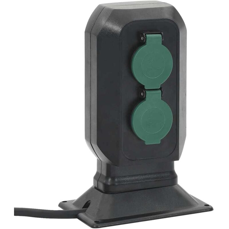 Vidaxl - Prise d'extérieur avec piquet à 2 voies noir vert 15,5x11x24 cm