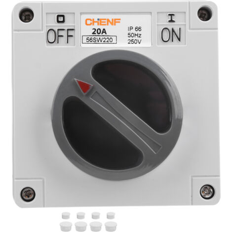 Prise d'extérieur étanche et anti-poussière avec boutons rotatifs d'isolation marche/arrêt et voyants lumineux, 250 V (2 pôles, 20 A)