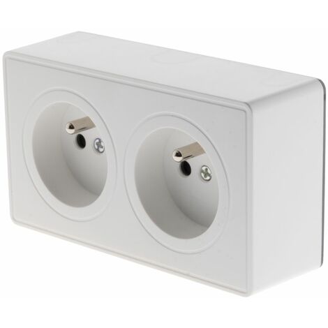 Prise double 16A en saillie - Blanc - Vulco - Zenitech