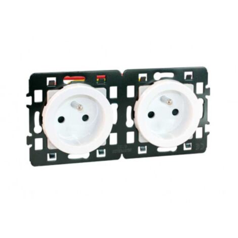 Prise Double 2P+T Pré-câblée - COMETE Blanc