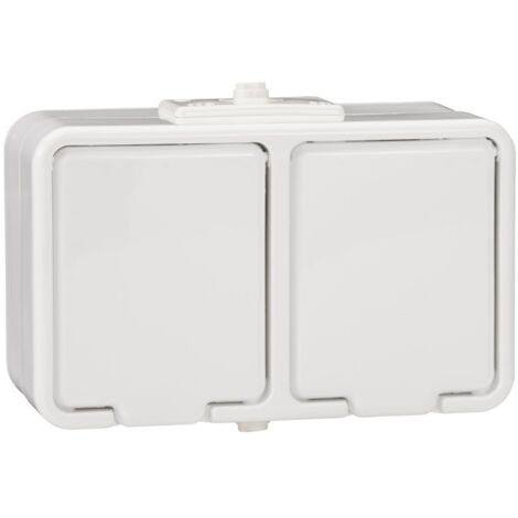 Prise double 2P+T saillie IP44 16A blanc CEDAR Schneider