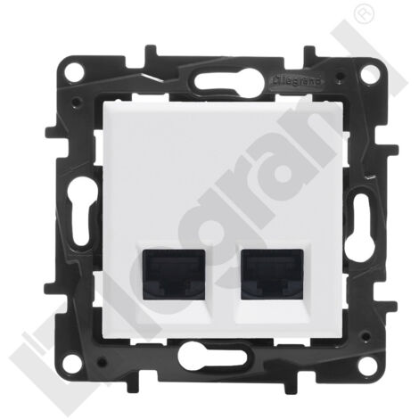 Prise double 2xRJ45 cat. 5e UTP - blanc, NILOE STEP