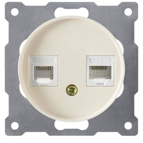 Prise double 2xRJ45, Cat.5e UTP - beige