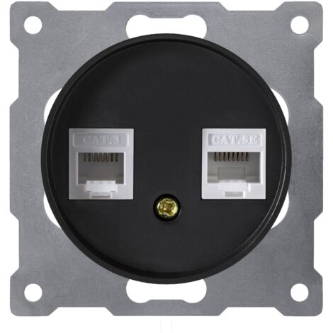 Prise double 2xRJ45, Cat.5e UTP - noir
