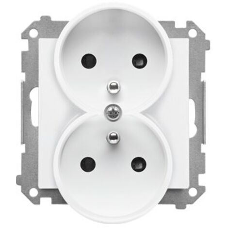 Prise double avec terre et obturateurs (module) 16 A, 250 V, connecteurs rapides : Blanc mat, SIMON55