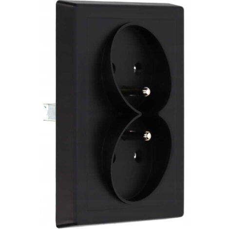 Prise double avec terre IP20 16A 250V Encastrable Noir mat