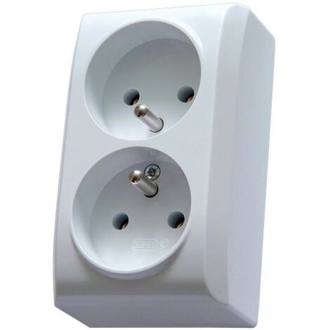 Prise double avec terre, N/T IP20, blanc BIS