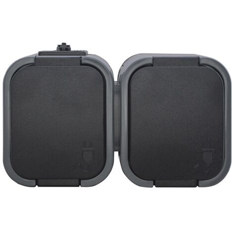 PRISE DOUBLE B2 N/TZ/U IP54 GRIS/NOIR - E+9001582