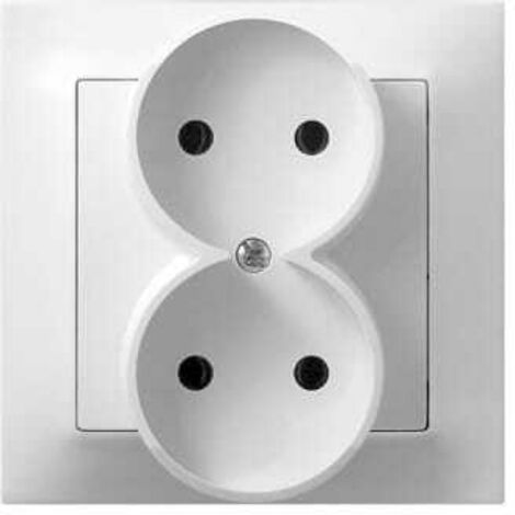 Prise double blanche Impresja p/t sans terre 2x2P avec cadre