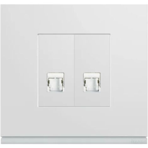 PRISE DOUBLE COMPLETE RJ45 GALLERY BLANC