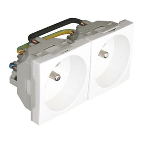 Prise double de courant avec protection 4 modules blanc pour goulottes