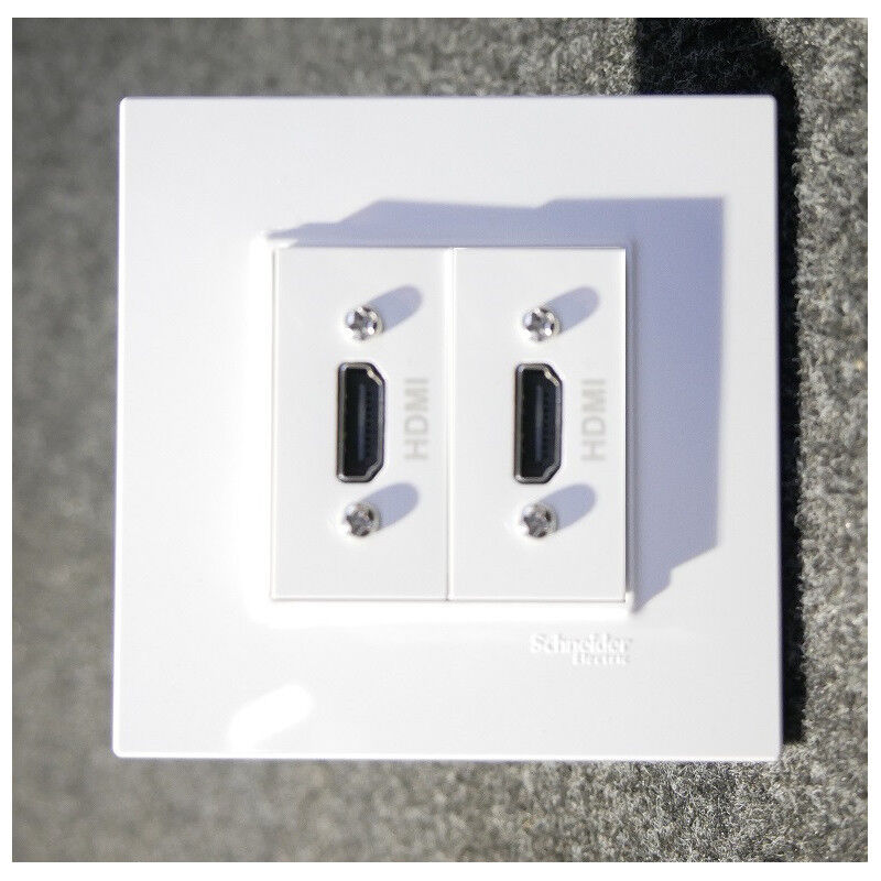 Prise double hdmi encastré murale complete pré-connectorisée 230V avec support et plaque blanc polaire altira schneider