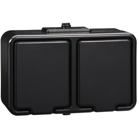 Prise double hermétique en cèdre avec/sans 16 A IP44 noire Nt-230H NT230H05