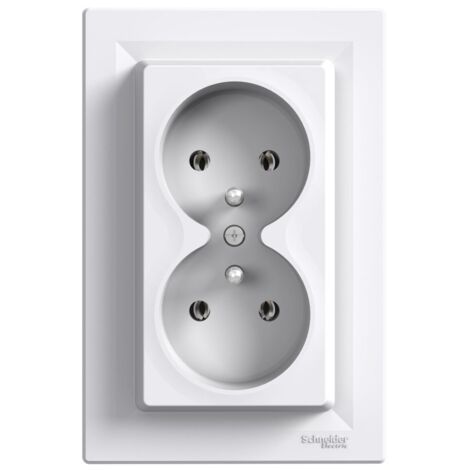 Prise double monobloque 2P+T blanc Schneider Asfora EPH9800221