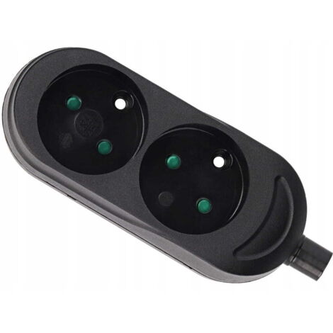Prise double portable sans terre 2x2P Noir