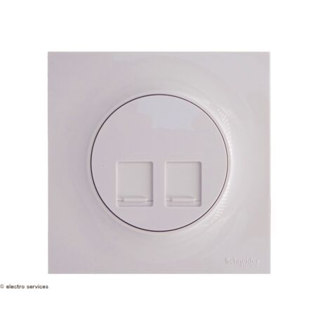 Prise double RJ45 cat.6 STP Odace Complet Blanc  Griffes: Avec griffes