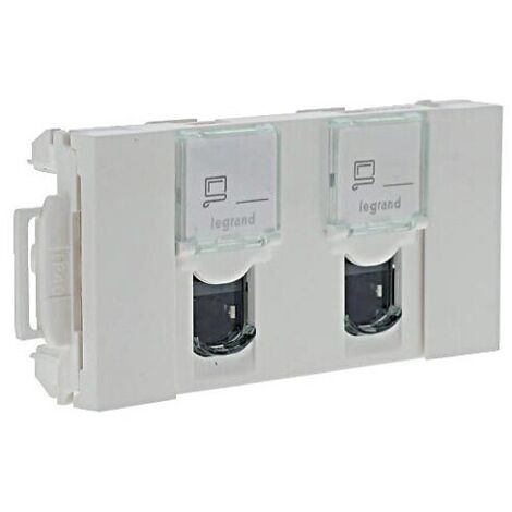 prise double rj45 programme mosaic goulotte clippage direct cat.5e ftp 3 modules lcs‚â§