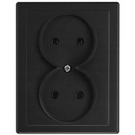 Prise double sans mise à la terre IP20 16 A 250 V, encastrée, noir mat