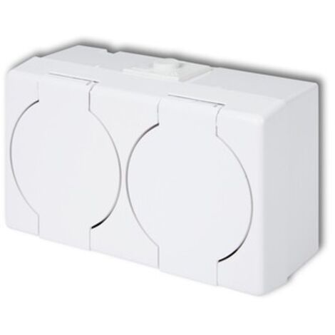 Prise double senior avec/sans prise (couvercle blanc) blanche GHS-2n