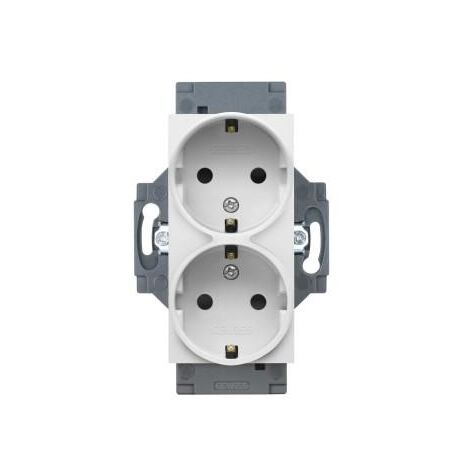 PRISE DOUBLE STD ALLEMAND 2P+T 16A BLANC GEWISS GW35204W