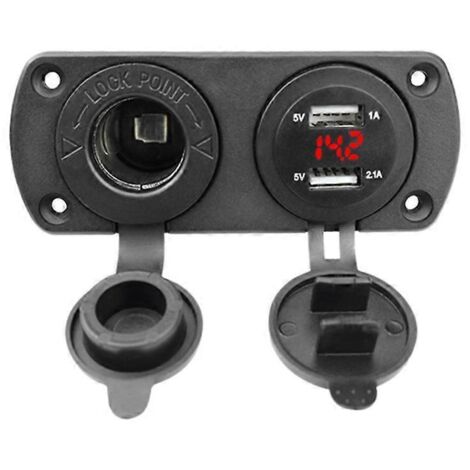 Prise double USB 12-24 V avec LED rouge pour voiture ou bateau