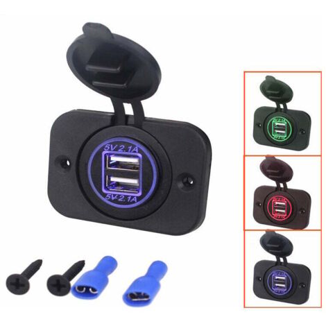 Prise double USB encastrée 12/24 volts 2,1 A 5 volts pour caravanes, camping-cars, voitures, bateaux, camions