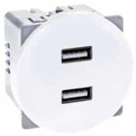 Prise double USB - Type A - Blanc - Comète - 61129 - Eur'Ohm