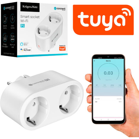 Prise double WiFi intelligente Kruger&Matz Connect P5 Tuya PROGRAMMEUR