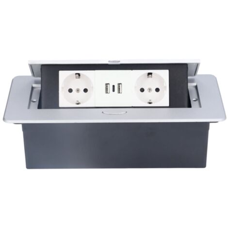 Prise électrique de sol double USB escamotable encastrée, standard avec USB-C