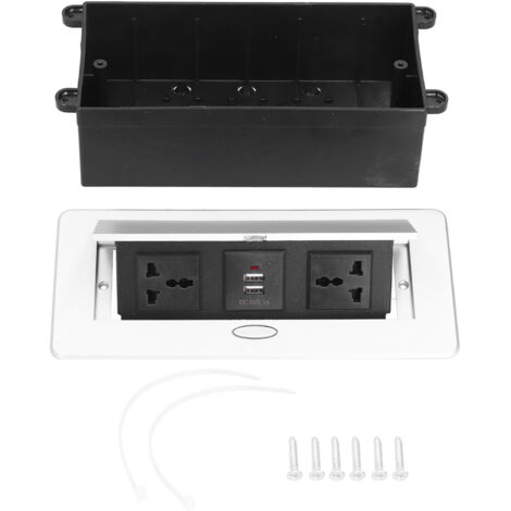 Prise électrique de sol escamotable de bureau avec double port USB, 3 broches, 250 V, 10 A