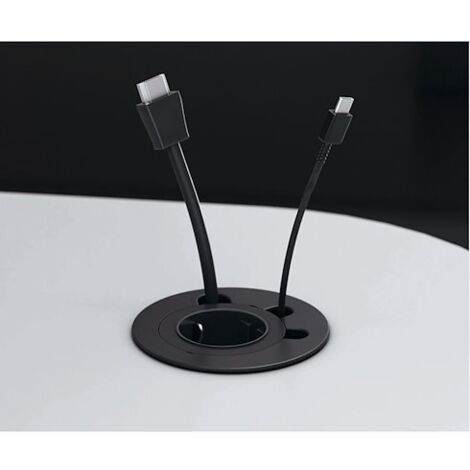 Prise electrique encastrable Versadot Cable diamètre 80 mm + 3 trous passe-câbles - noir - Maxiburo