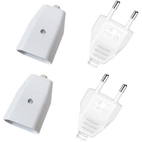 Prise Electrique Male Femelle,Prise Electrique 250V 2.5A,Accouplement Plat Euro 250V Prise Euro Plate Fiche Electrique Femelle 4Pièces