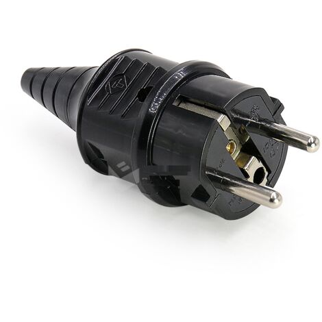 Lot De 3 Prises électriques Mâles 16A 250V IP20 - Fiche Avec Terre, Connecteur Caoutchouc