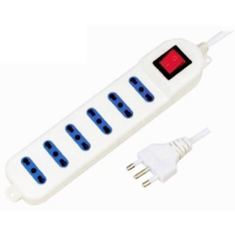 Prise électrique Multiprise 6 Positions 10/16a Bypass Avec Interrupteur