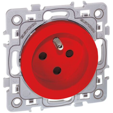 Prise électrique murale 2P+T 16A detrompée rouge SQUARE