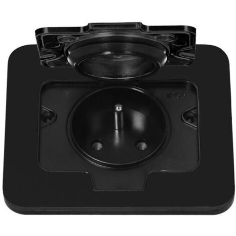Prise électrique rectangulaire hermétique, IP55, noire