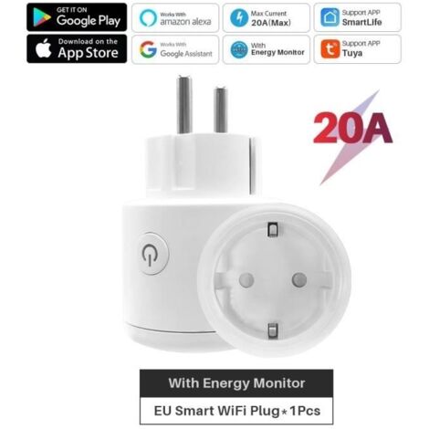 Prise électrique,Prise Wifi intelligente pour maison connectée, 20a, Tuya, avec moniteur d'alimentation, application - 1PCS-Ue Plug