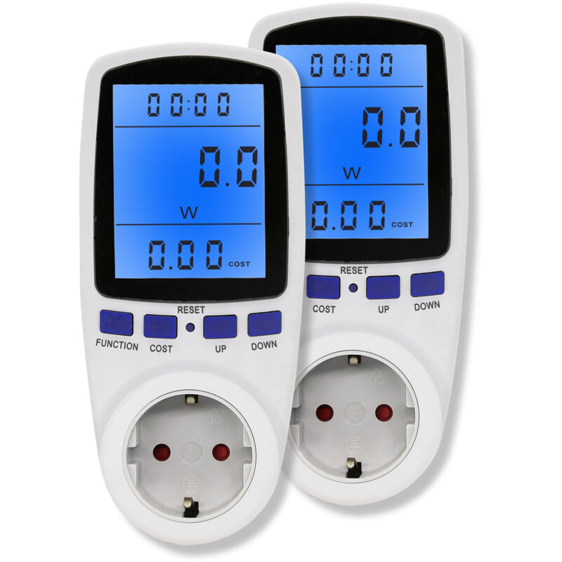 Prise en 2 parties avec affichage numérique arrière lumière bleue prise de mesure de la puissance