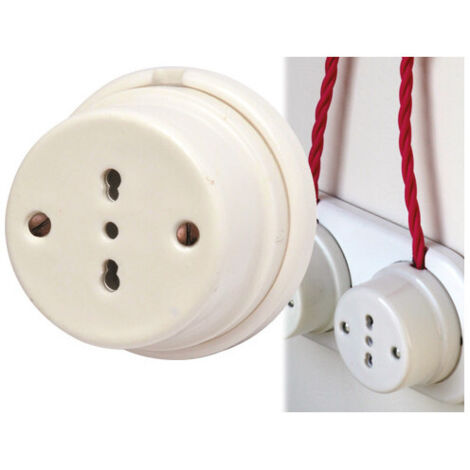 Prise en porcelaine bipolaire 10-16 A pour installations classiques