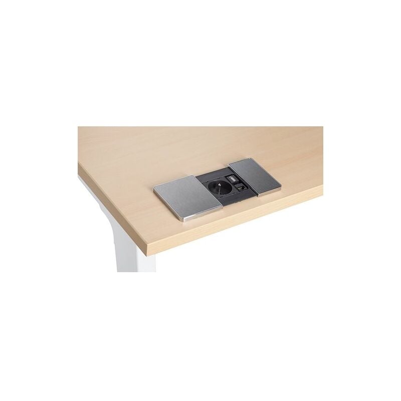 Prise encastrable - 1 prise secteur + 1 port RJ45 + 1 port USB - aluminium - Maxiburo