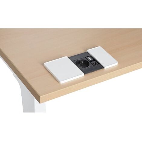 Prise encastrable - 1 prise secteur + 1 port RJ45 + 1 port USB - blanc - Maxiburo