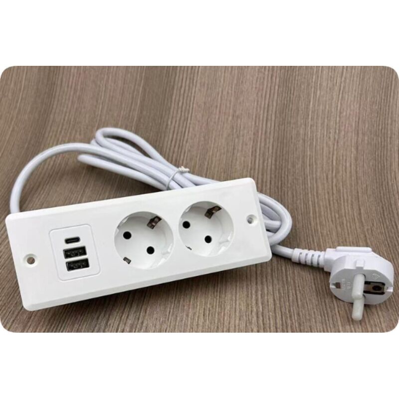 Prise Encastrable-Bureau avec USB A et Type C PD20W Pris-Encastrable Plan de Travail-Pris-e Multiprise-Encastra-ble de Table avec 1,7M Cable pour