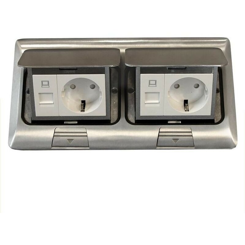 Prise encastrable en fonte alu 2 prises de sécurité