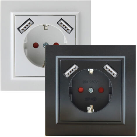 Prise Encastrable Type F Schuko Avec Double USB - EP Noir - Ledme - EP-19-B