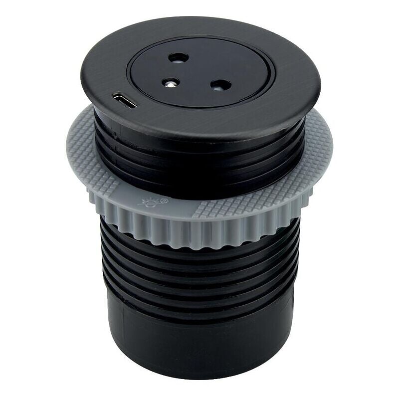 Synercia - Prise encastrée EasyEject avec port usb-c et adaptateur usb