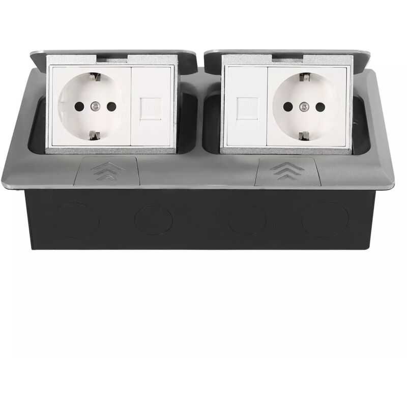 Gojoy - Prise encastrée prise de sol prise de courant 2socket & 2 secteur prise de sol Aluminium