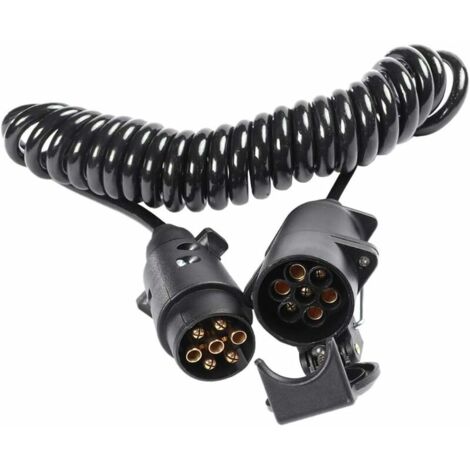 Prise et Fiche de Remorque 7 Broches avec Câble de Rallonge 2m Connecteur pour Remorquage Attelage Caravan Vehicle Accessoires de Camion 7 Voies Type N