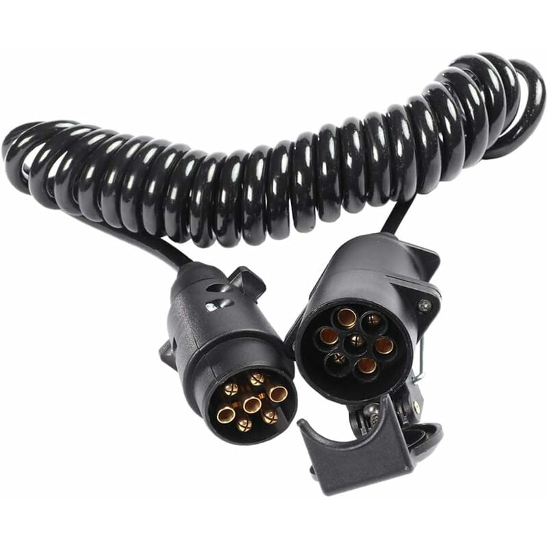 Prise et Fiche de Remorque 7 Broches avec Câble de Rallonge 2m Connecteur pour Remorquage Attelage Caravan Vehicle Accessoires de Camion 7 Voies Type