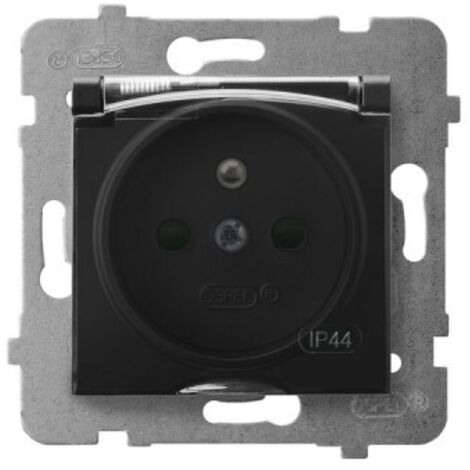 Prise étanche 2P+T IP44 obturateurs clapet transparent 16A 250V IP44 Ospel Aria